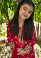 Khanak Stitched Kids-Shocking Pink Gharara-KG 017