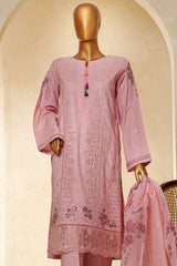 Muse By HZ Stitched 3 Piece Emb Cotton Slub Vol-03 Suit-SSE-201-Dove