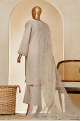 Muse By HZ Stitched 3 Piece Emb Cotton Slub Vol-03 Suit-SSE-201-Sand Beige