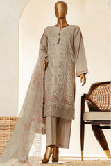 Muse By HZ Stitched 3 Piece Emb Cotton Slub Vol-03 Suit-SSE-201-Sand Beige
