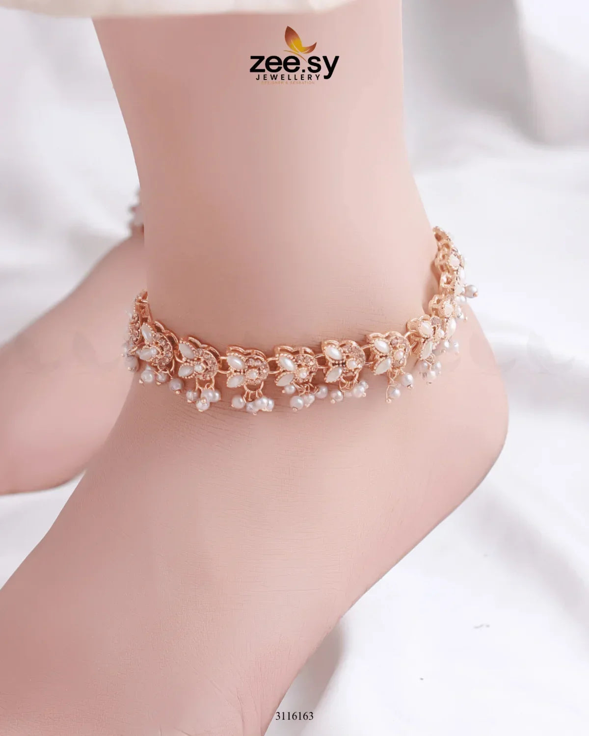 Nemesia Anklets White - Zeesy Jewellery
