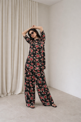 Luxe Noir by Madiha Gohar Stitched Summer Suit-Ruby Bloom Farshi Shalwar