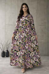 MG Casuals by Madiha Gohar Stitched Summer Suit-Noire - A-Line Flared Dress