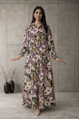 MG Casuals by Madiha Gohar Stitched Summer Suit-Noire - A-Line Flared Dress