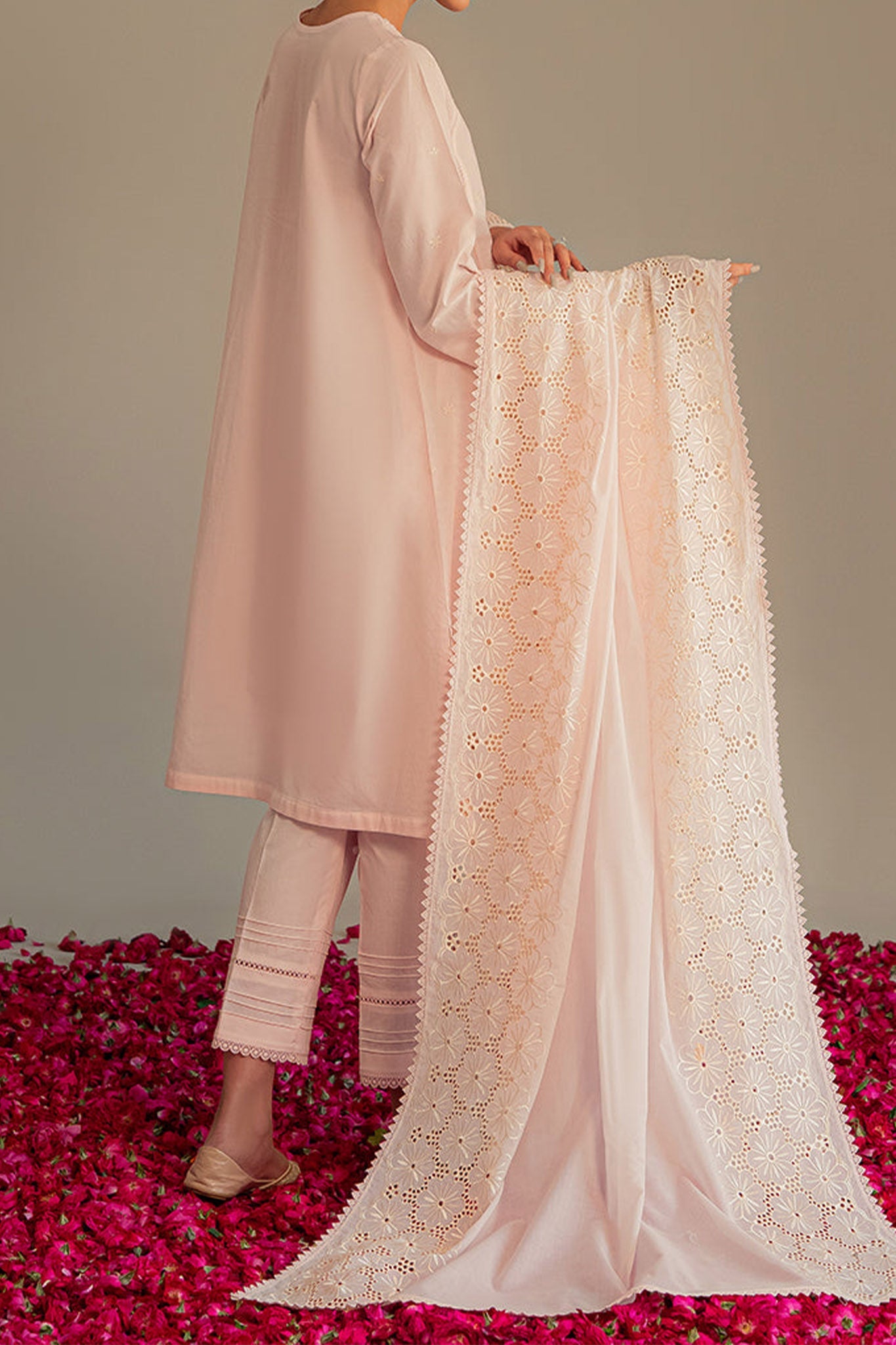 Cross Stitch Unstitched 3 Piece Chikankari Lawn Collection'2023-204-Ethereal Pink
