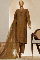 Muse By HZ Stitched 3 Piece Emb Cotton Slub Vol-03 Suit-SSE-204-Olive