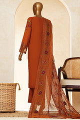 Muse By HZ Stitched 3 Piece Emb Cotton Slub Vol-03 Collection'2025-SSE-204-Rust