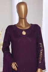 Khombi Stitched 3 Piece Casual Pret Cotton Suit-Fusion-205 Purple