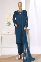 Khombi Stitched 3 Piece Casual Pret Cotton Suit-Fusion-205T.Blue