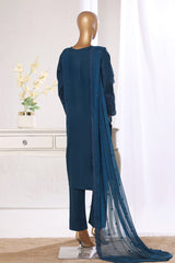 Khombi Stitched 3 Piece Casual Pret Cotton Suit-Fusion-205T.Blue