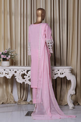 Khombi Stitched 3 Piece Casual Pret Cotton Suit-Ice Berg-208 Pink