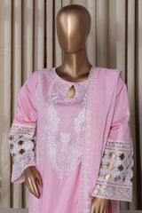 Khombi Stitched 3 Piece Casual Pret Cotton Suit-Ice Berg-208 Pink