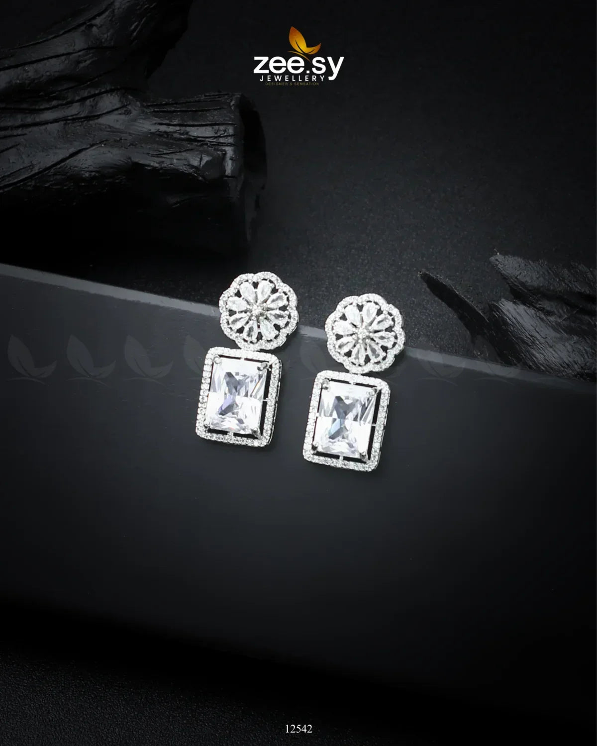 Daphne Earrings Silver White - Zeesy Jewellery