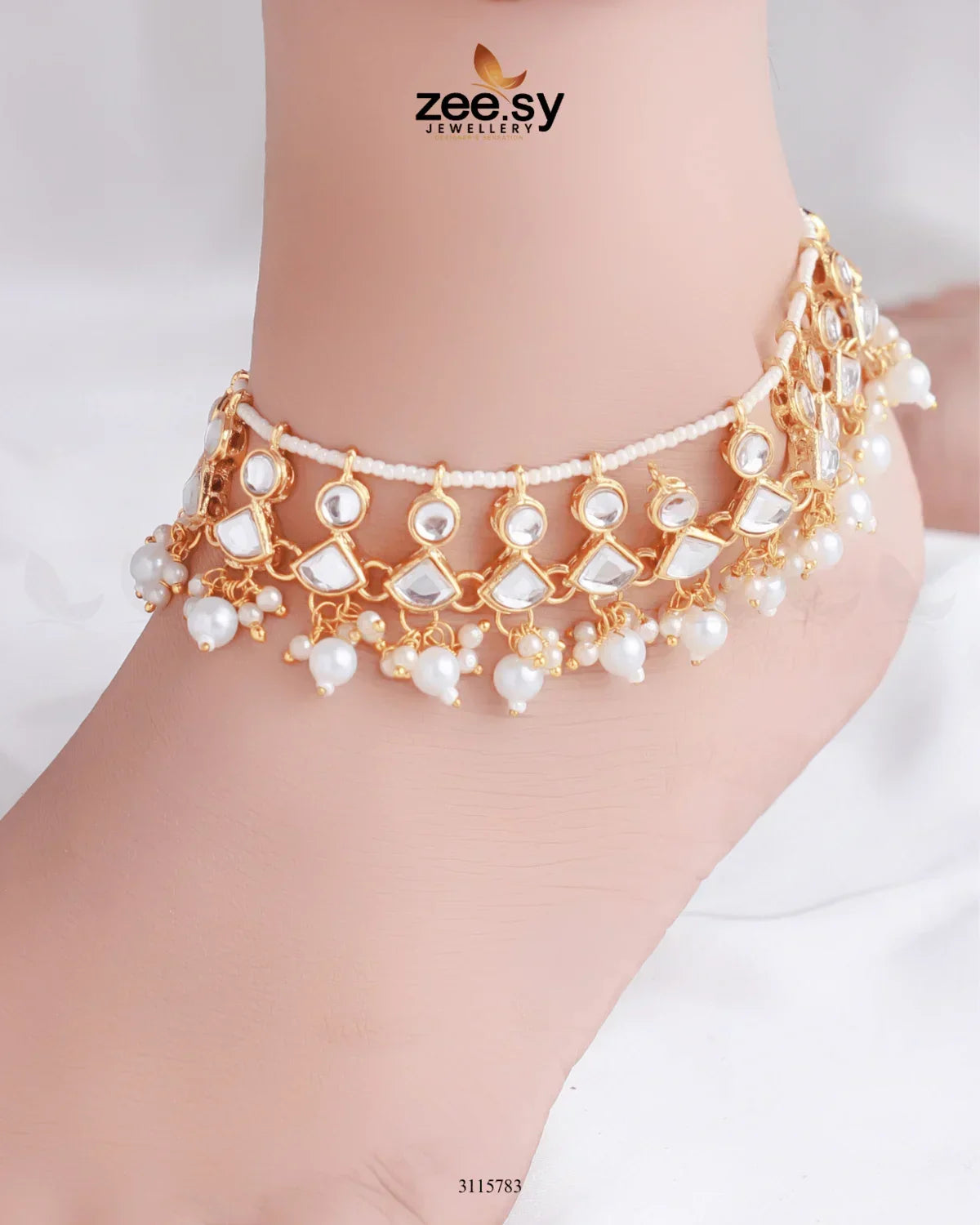 Benitoite Anklets Golden White - Zeesy Jewellery