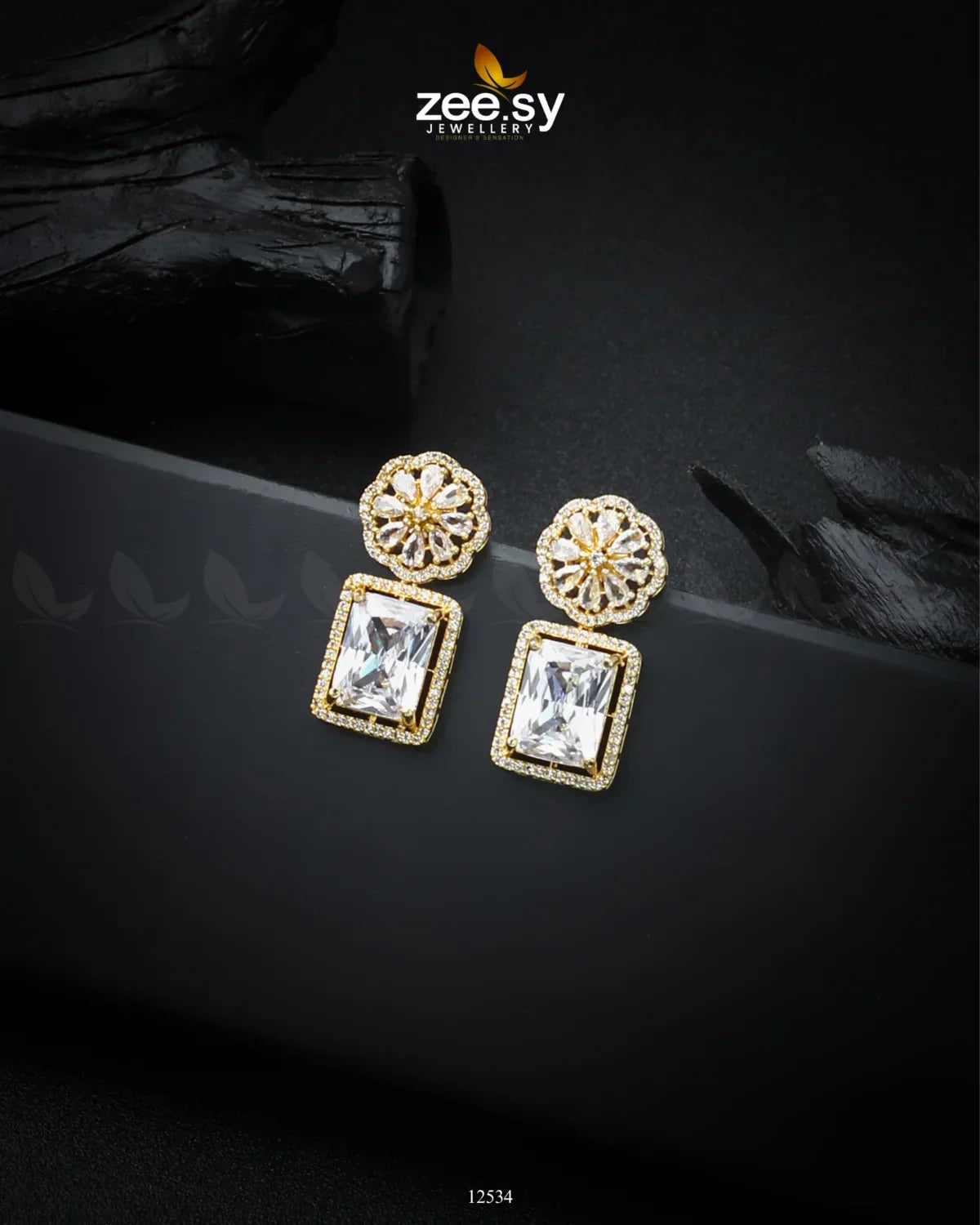 Daphne Earrings Golden White - Zeesy Jewellery