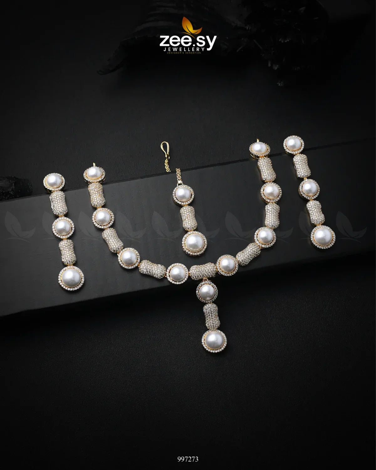 Perlaura Necklace Set Golden - Zeesy Jewellery