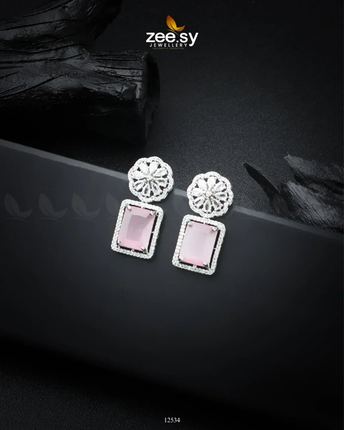 Daphne Earrings Silver Mint Pink - Zeesy Jewellery