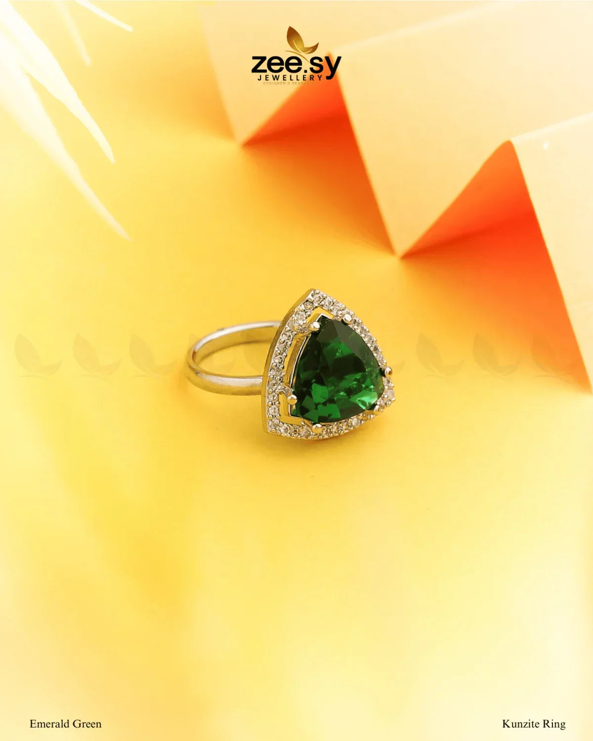 Kunzite Ring Emerald Green - Zeesy Jewellery