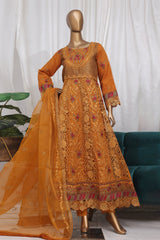 Bin Saeed Stitched 3 Piece Luxury Emb Frock Suit-ZEF-2301-Mustard