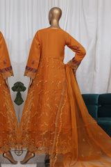 Bin Saeed Stitched 3 Piece Luxury Emb Frock Suit-ZEF-2301-Mustard