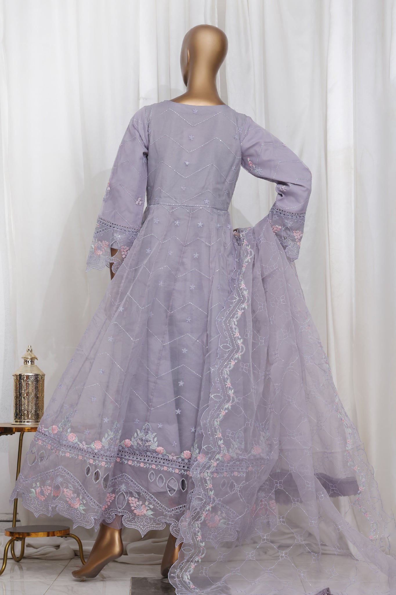 Bin Saeed Stitched 3 Piece Luxury Emb Frock Collection'2025-STS-2302-Grey