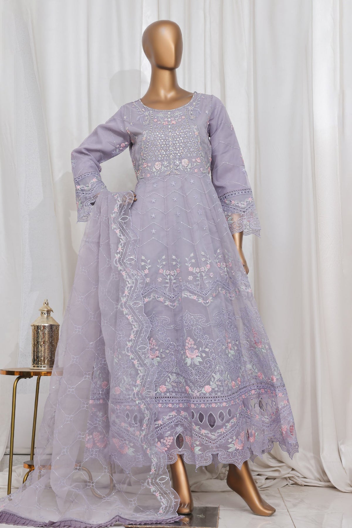 Bin Saeed Stitched 3 Piece Luxury Emb Frock Collection'2025-STS-2302-Grey