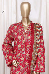Bin Saeed Stitched 3 Piece Printed Cotton Vol-01 Suit-WC-2366-Maroon