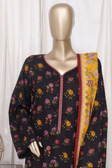 Bin Saeed Stitched 3 Piece Printed Cotton Vol-01 Suit-WC-2369-Black