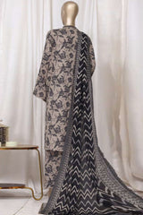 Bin Saeed Stitched 3 Piece Printed Cotton Vol-01 Suit-WC-2372-Grey