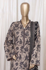 Bin Saeed Stitched 3 Piece Printed Cotton Vol-01 Suit-WC-2372-Grey