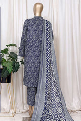 Bin Saeed Stitched 3 Piece Printed Cotton Vol-01 Suit-WC-2373-Blue