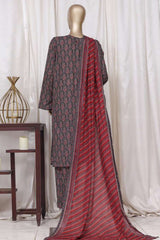 Bin Saeed Stitched 3 Piece Printed Cotton Vol-01 Suit-WC-2375-Black