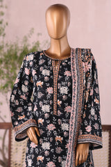 Bin Saeed Stitched 3 Piece Printed Khaddar Vol-03 Suit-WK-2379-Black