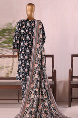 Bin Saeed Stitched 3 Piece Printed Khaddar Vol-03 Suit-WK-2379-Black