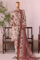 Bin Saeed Stitched 3 Piece Printed Khaddar Vol-03 Collection'2025-WK-2380-Cream