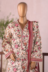 Bin Saeed Stitched 3 Piece Printed Khaddar Vol-03 Suit-WK-2380-Cream