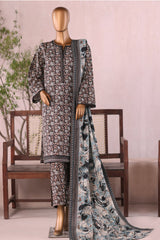 Bin Saeed Stitched 3 Piece Printed Khaddar Vol-03 Collection'2025-WK-2381-Blue