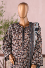 Bin Saeed Stitched 3 Piece Printed Khaddar Vol-03 Suit-WK-2381-Blue