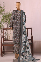 Bin Saeed Stitched 3 Piece Printed Khaddar Vol-03 Suit-WK-2381-Blue