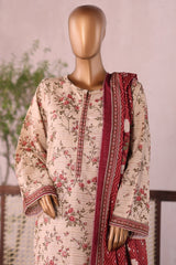 Bin Saeed Stitched 3 Piece Printed Khaddar Vol-03 Suit-WK-2383-Skin