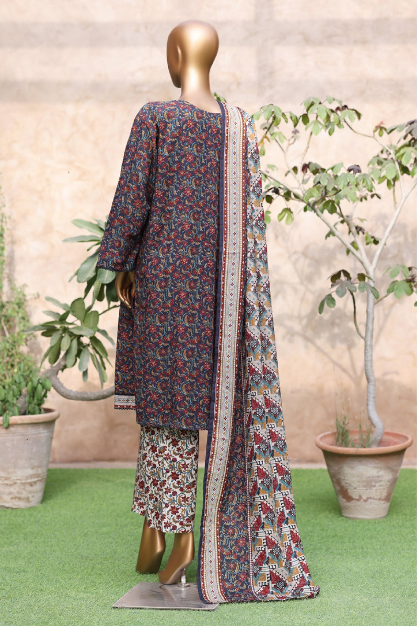 Bin Saeed Stitched 3 Piece Exclusive Printed Khaddar Vol-04 Collection'2025-WK-2389-Blue