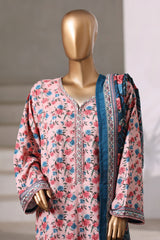 Bin Saeed Stitched 3 Piece Exclusive Printed Khaddar Vol-04 Suit-WK-2390-Pink