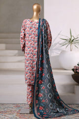 Bin Saeed Stitched 3 Piece Exclusive Printed Khaddar Vol-04 Suit-WK-2390-Pink