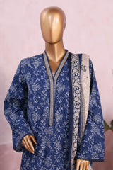 Bin Saeed Stitched 3 Piece Exclusive Printed Khaddar Vol-04 Suit-WK-2391-Blue