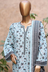 Bin Saeed Stitched 3 Piece Exclusive Printed Khaddar Vol-04 Suit-WK-2392-Ferozi