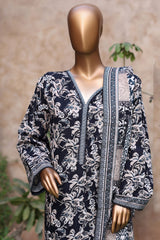 Bin Saeed Stitched 3 Piece Exclusive Printed Khaddar Vol-04 Suit-WK-2393-Black