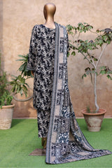 Bin Saeed Stitched 3 Piece Exclusive Printed Khaddar Vol-04 Suit-WK-2393-Black