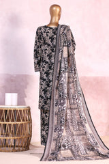 Bin Saeed Stitched 3 Piece Exclusive Printed Khaddar Vol-04 Suit-WK-2394-Black