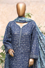Bin Saeed Stitched 3 Piece Exclusive Printed Khaddar Vol-04 Suit-WK-2396-Blue