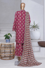 Bin Saeed Stitched 3 Piece Exclusive Emb Chikankari Cotton Collection'2025-WC-2409-Mehroon